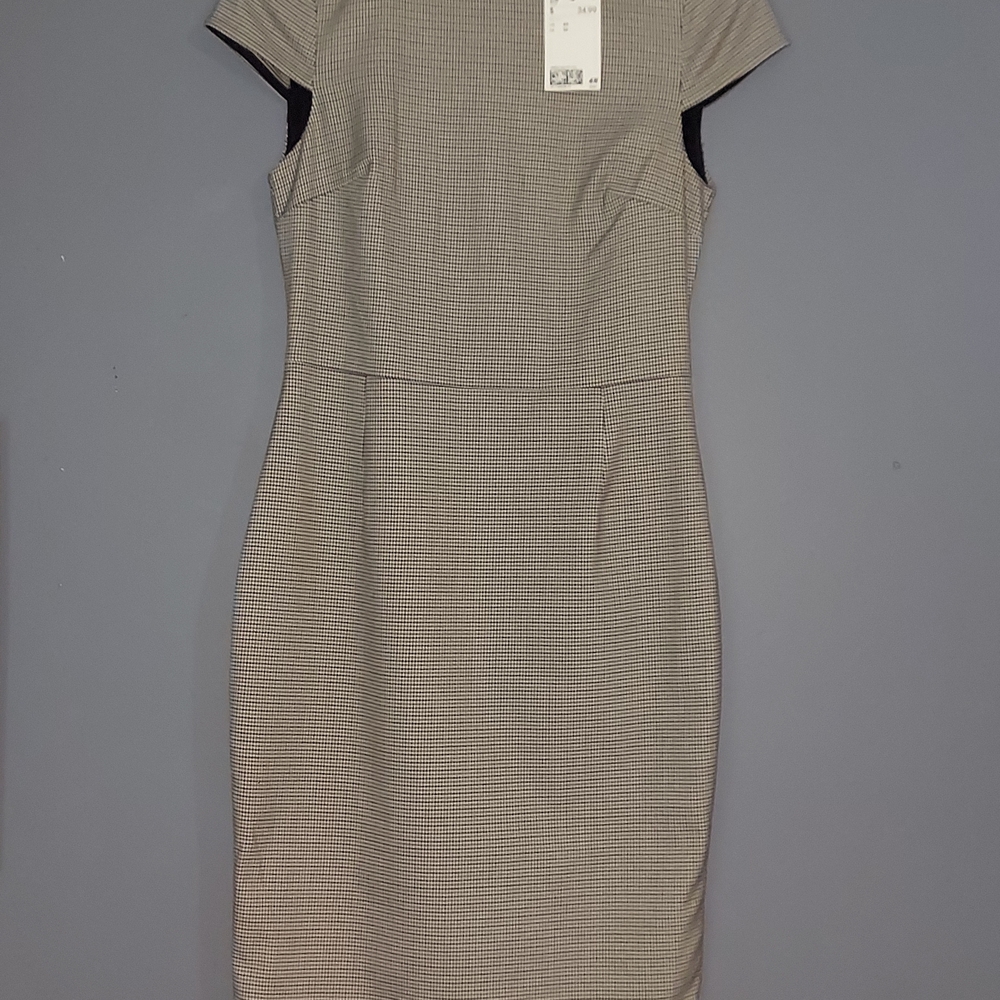 H&M Elegant Black and White Check Midi Dress